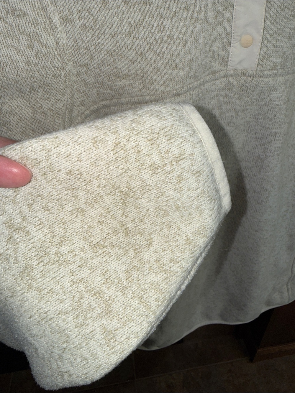 L.L.Bean Sweater Fleece Pullover oatmeal marled neutral Medium - Picture 5 of 9